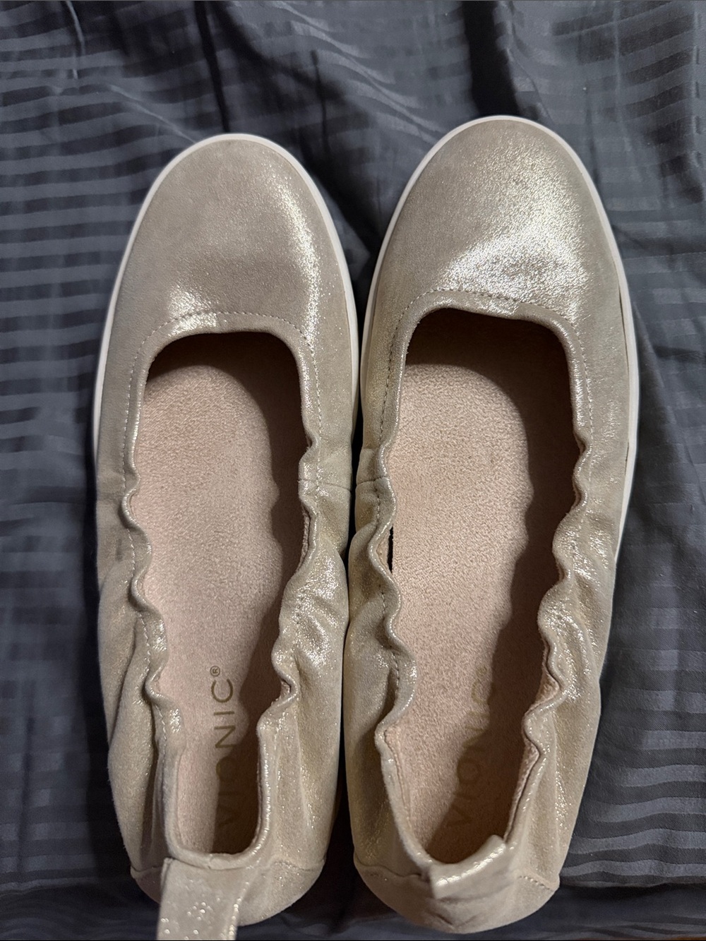 Vionic Shimmery Champagne Slip-On Ballet Flats